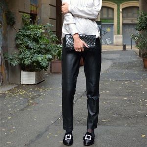 Vintage Leather Straight Black Pants EUC Size 4